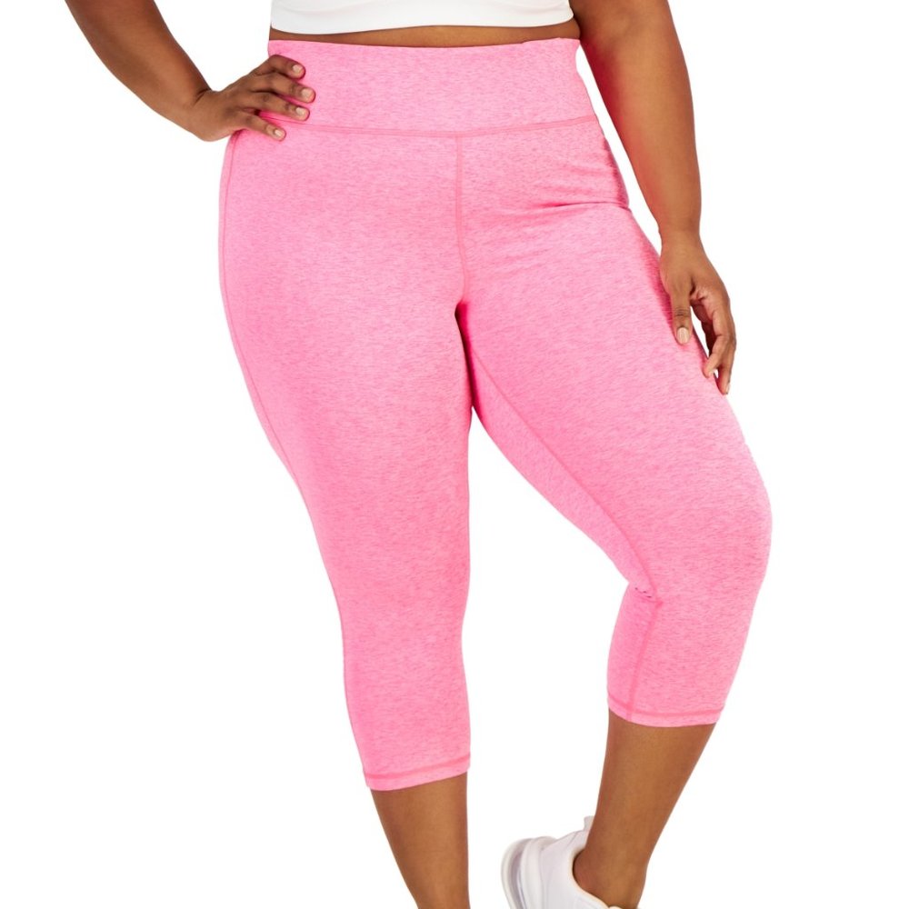 NWT ID Ideology Womens High Rise Crop Back Pocket Leggings Pink Sz 1X $50 B350